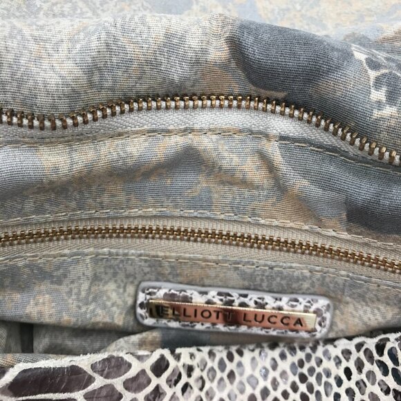 Elliott Lucca Gray Snakeskin Leather Style Pocket Double Handle Shoulder Bag - Picture 7 of 16